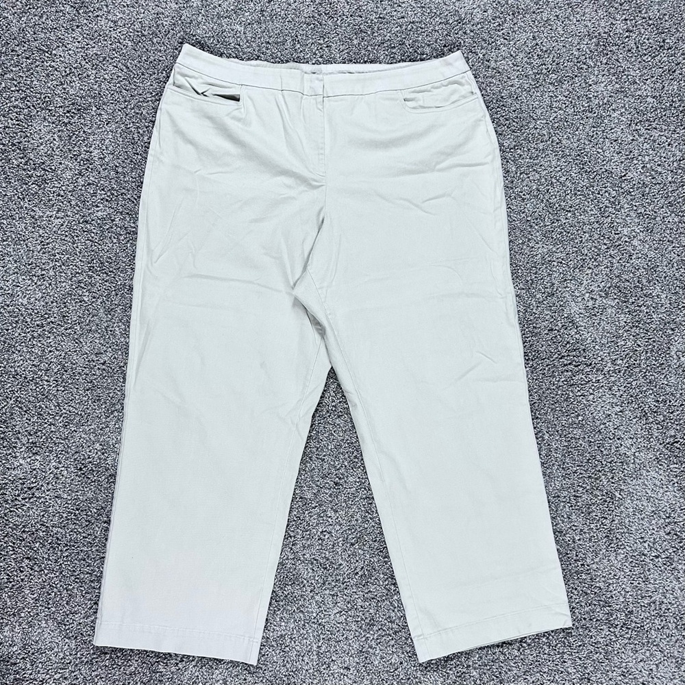 Eileen Fisher Women's Size 3X Beige Wide Leg Cotton Dress Pants